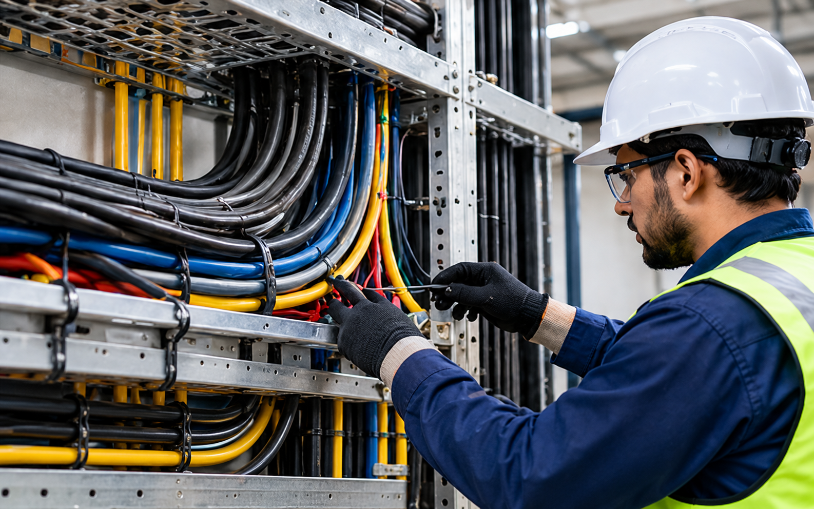 Industrial equipment with electrical cable systems